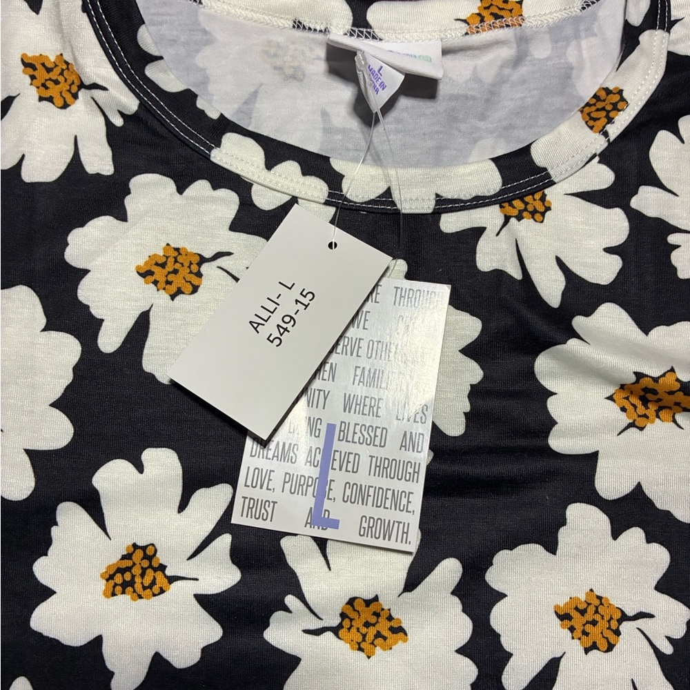 LuLaRoe Black and White Floral Top - Picture 4 of 4